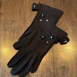 Chic Black Embellished Women's Gloves